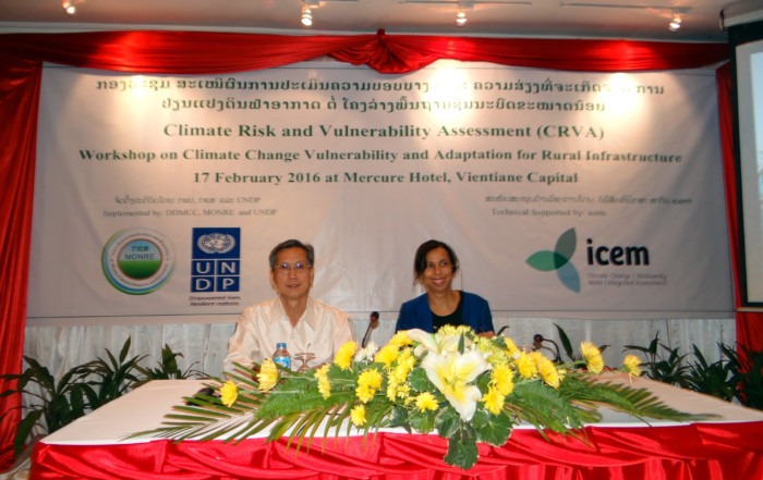Mr Phouvong Luangxaysana, Director-General of DDMCC; Dr Margaret Jones-Williams, UNPD Environment Theme Leader