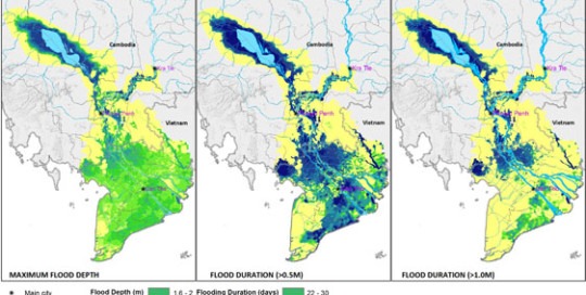 Mekong Delta average flood baseline 1985-2005 depth and duration