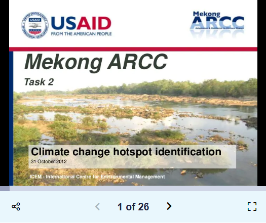 Mekong ARCC Climate Change Impact and Adaptation Study: Hotspot Identification