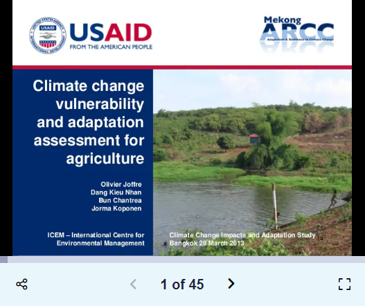 Mekong ARCC – Final Workshop – Agriculture Study