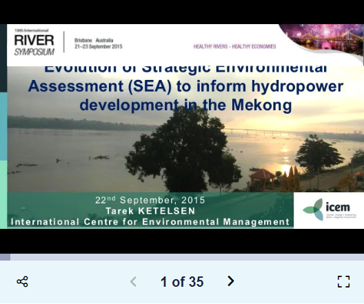 Evolution of Strategic Environmental Assessment (SEA) to inform hydropower development in the Mekong