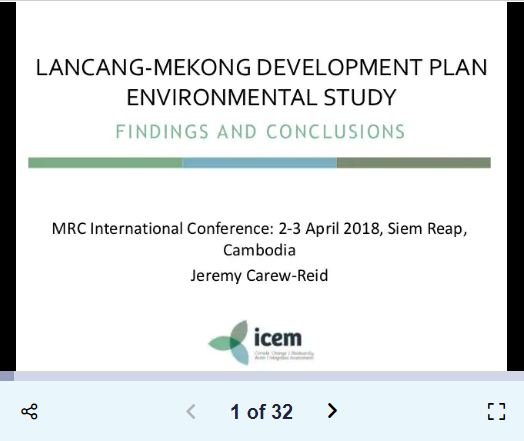 Lancang-Mekong Development Plan Environmental Study – Findings and conclusions
