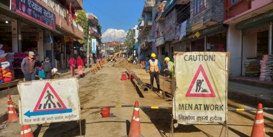 Construction disrupting road accessibility in Pokhara