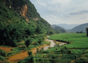 River and Rice paddies, Son La, Vietnam. August 2011. A photograph by Adam Cohn, as seen on Flickr.com