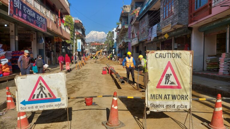 Construction disrupting road accessibility in Pokhara
